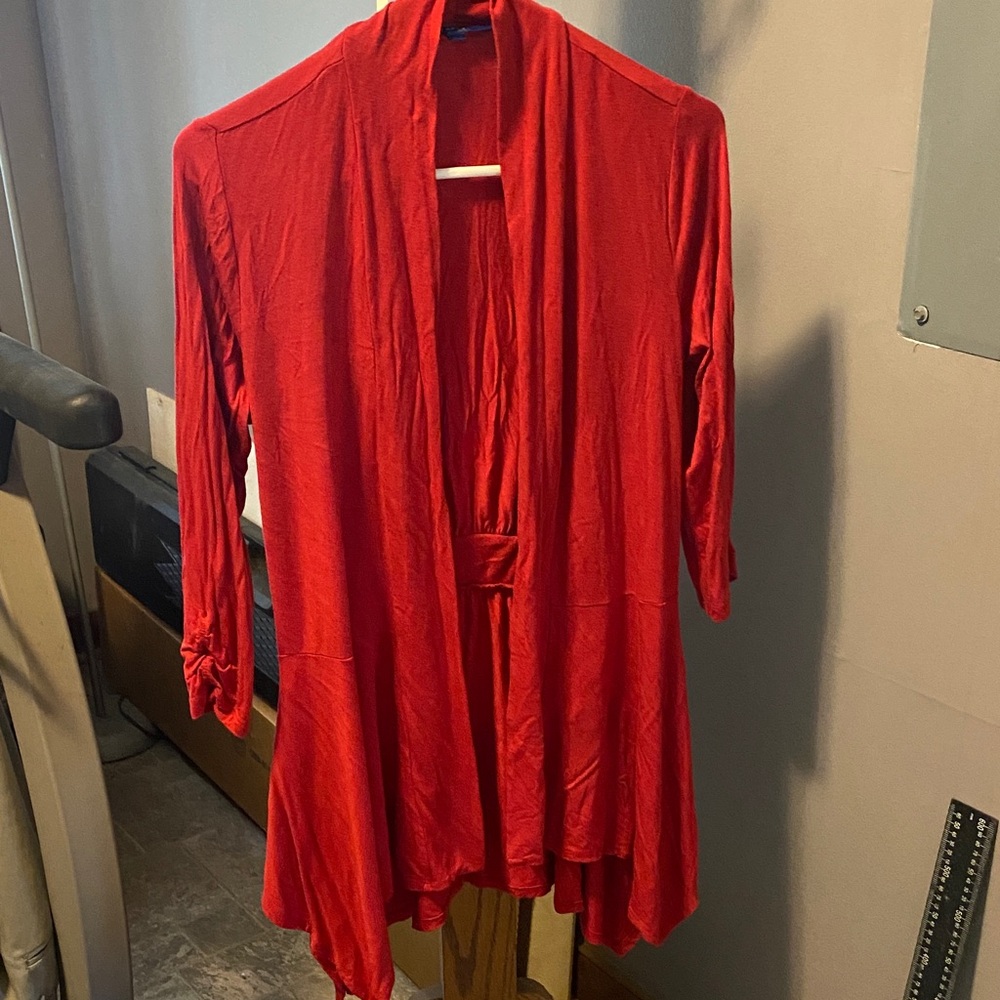 Apt. 9 Women's Red Open Front Cardigan small womens